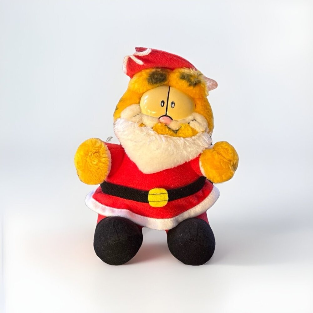 Garfield Santa Claus Christmas 8” Cat Plush Stuffed Toy Vintage